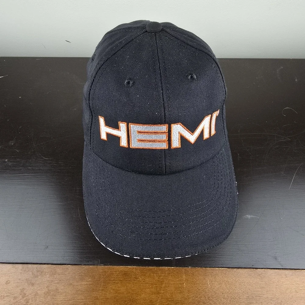 Vintage HEMI Daimler Chrysler Racing Stripe Brim Strapback Hat‎ OSFA Made In USA